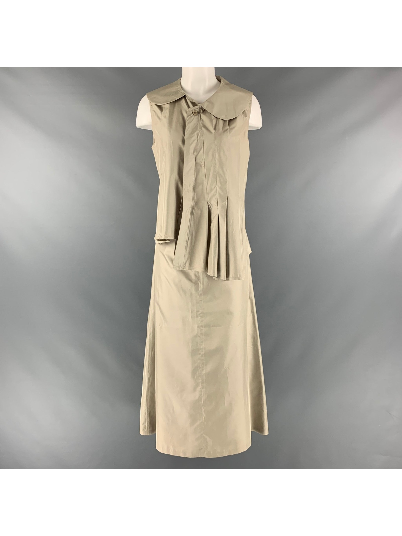 Nobu Nakano Size M Green Sage Polyester Sleeveless Skirt Suit